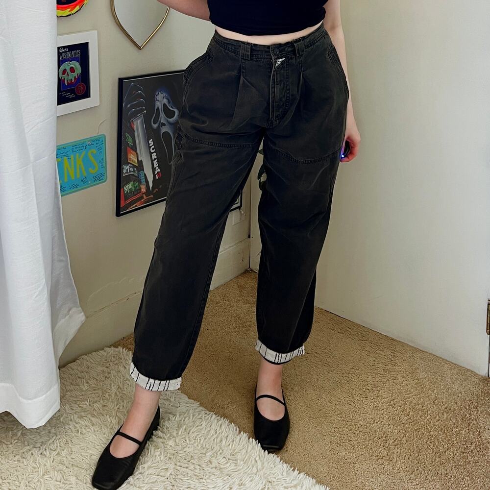 Rare Vintage 1980s Nixit Co LTD Cargo Jeans 28" Waist Retro Preppy Mall Rat